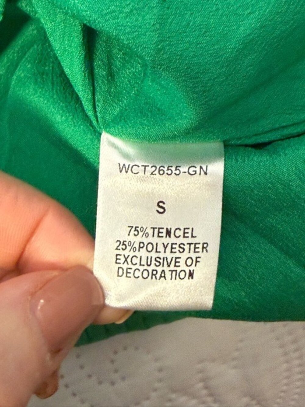 THML Green Textured Mini Dress Small Tie Neck Puff Sleeve Tier Boho Cottagecore - Picture 11 of 12